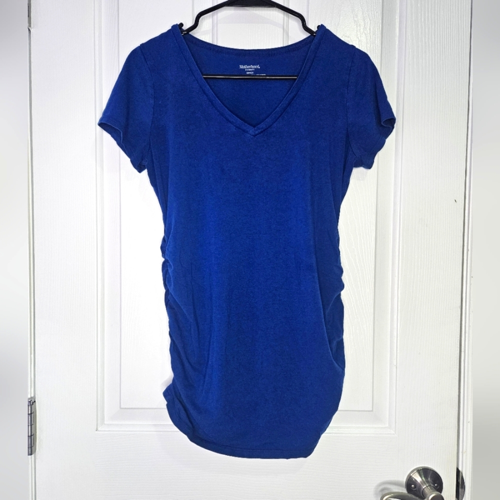Motherhood Maternity Blue V Neck T Shirt, Size Small